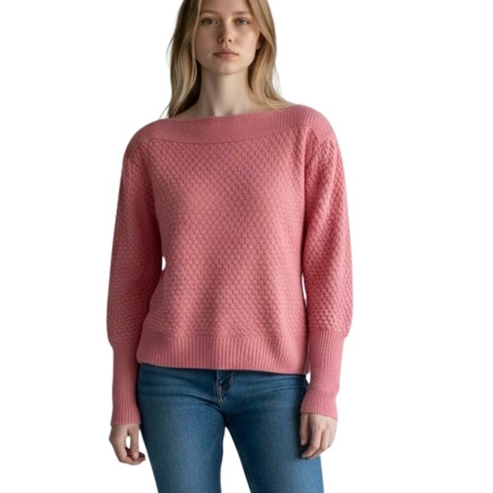 Vintage Bubblegum Pink Knit Sweater Slouchy Boatneck Soft Girl Medium -